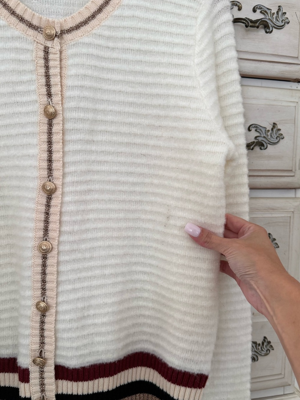 L’Agence Archer Wool Gold Button Cardigan - Picture 7 of 7